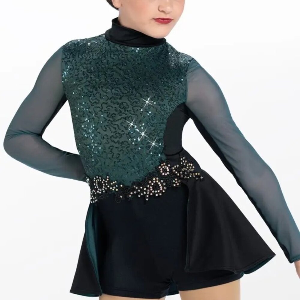 WEISSMAN Dance Costume green rhinestone Got My Eyes On You 13807 SA